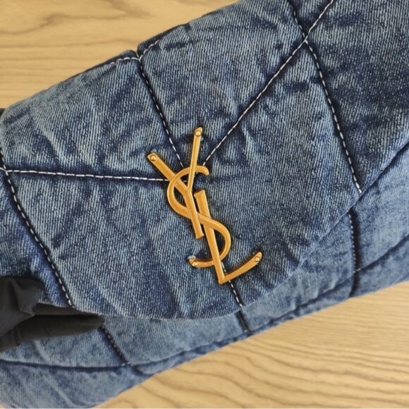 Yves Saint Laurent Blue and Gold Shoulder Bag Quilted Design - Picture 5 of 8